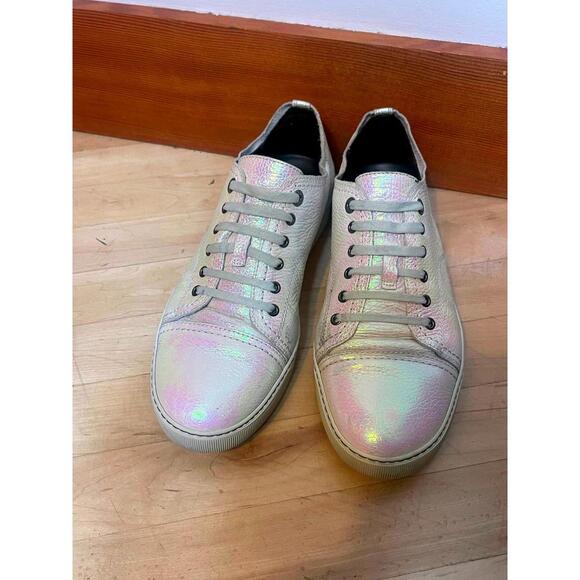Lanvin Holographic Leather Cap Toe Sneaker 9 US Men Holographic White